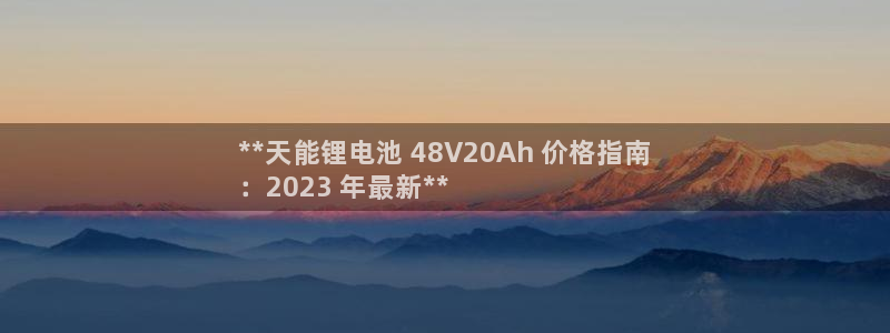 尊龙集团有限公司官网地址：**天能锂电池 48V20Ah 价格指南
：2023 年最新**